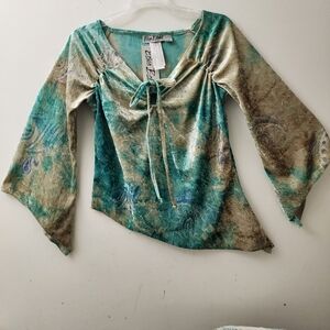 Erica Brook Ladies L Vtg Y2k Velvet Top NWT Fairy Boho-chic Ethereal Artsy